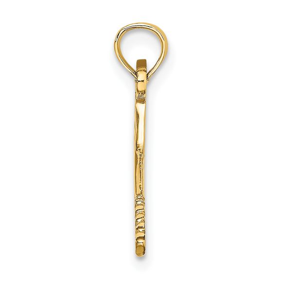 Million Charms 14k Yellow Gold Solid 3-D Tennis Racquet Necklace Charm Pendant - Picture 2 of 5
